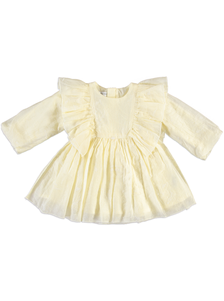 25521 FLOCK BASKILI SIMLI ELBISE ECRU