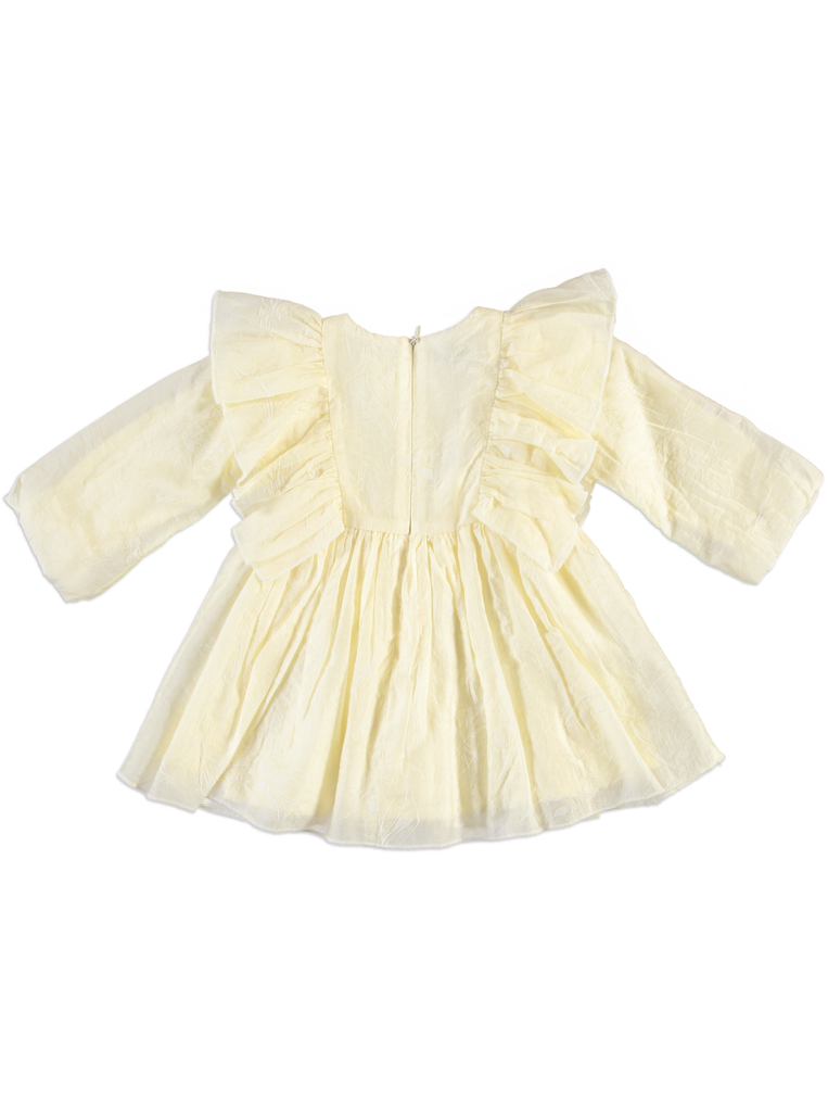 25521 FLOCK BASKILI SIMLI ELBISE ECRU