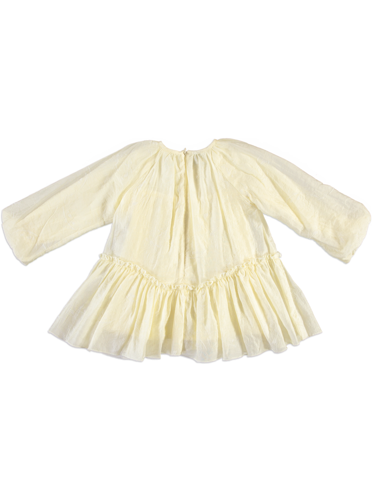 25721 FLOCK BASKILI SIMLI ELBISE EKRU