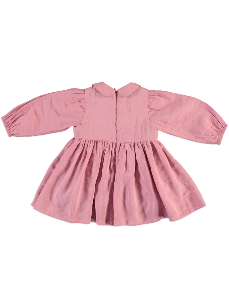 25518 KURDELA DETAYLI ELBISE PEMBE