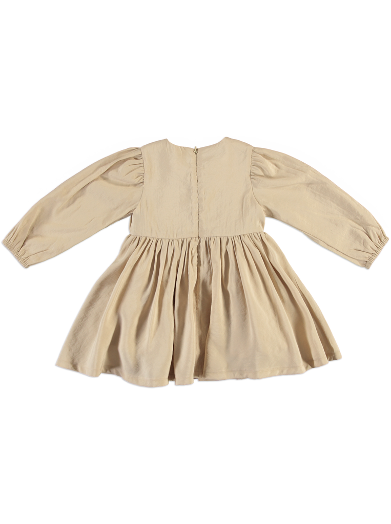 25618 KURDELA DETAYLI ELBISE BEJ