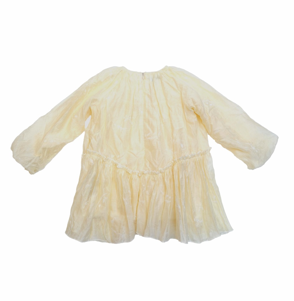 25621 FLOCK BASKILI SIMLI ELBISE EKRU