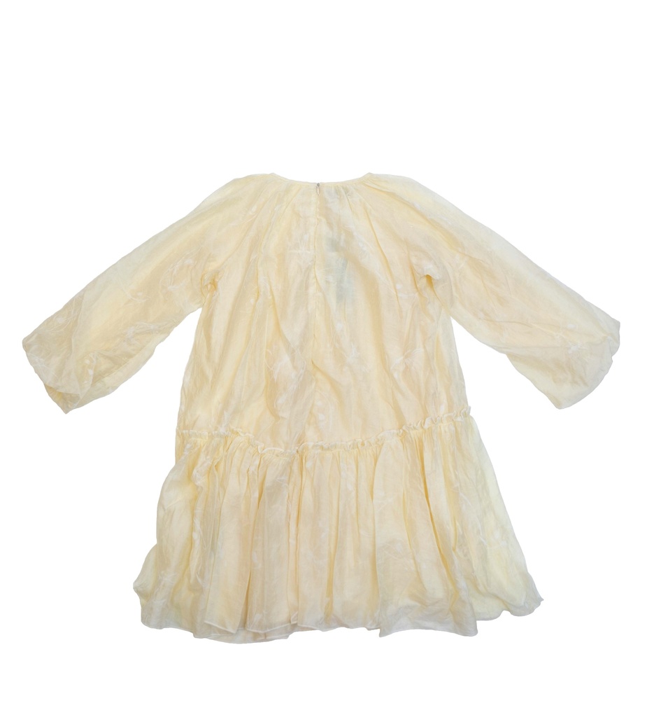 25721 FLOCK BASKILI SIMLI ELBISE EKRU