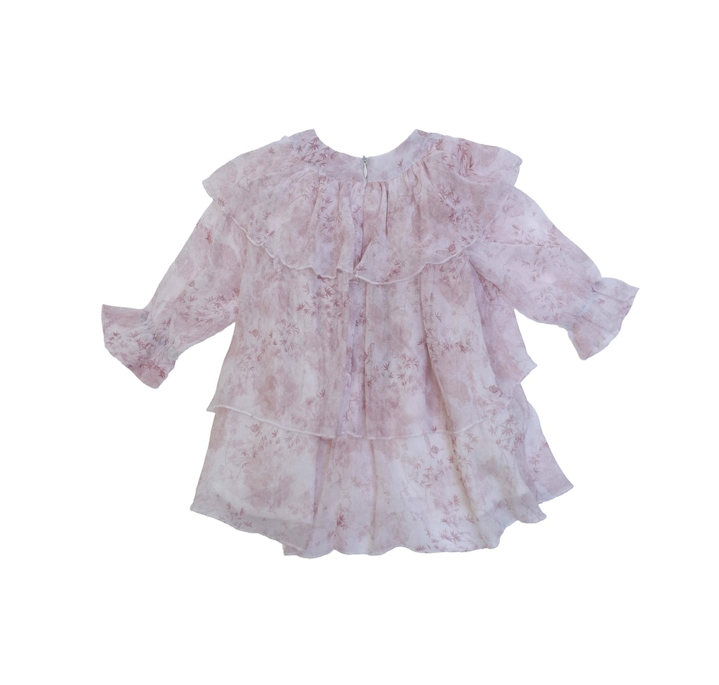 25517 TENCEL COK KATLI ELBISE PEMBE