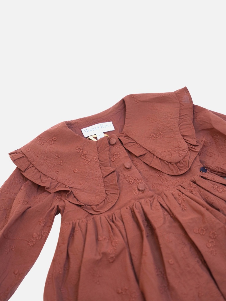 25525 with Embroidered Collar Dress - Brown