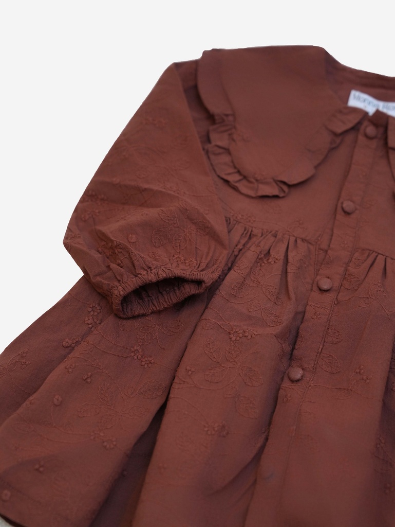 25625 with Embroidered Collar Dress - Brown
