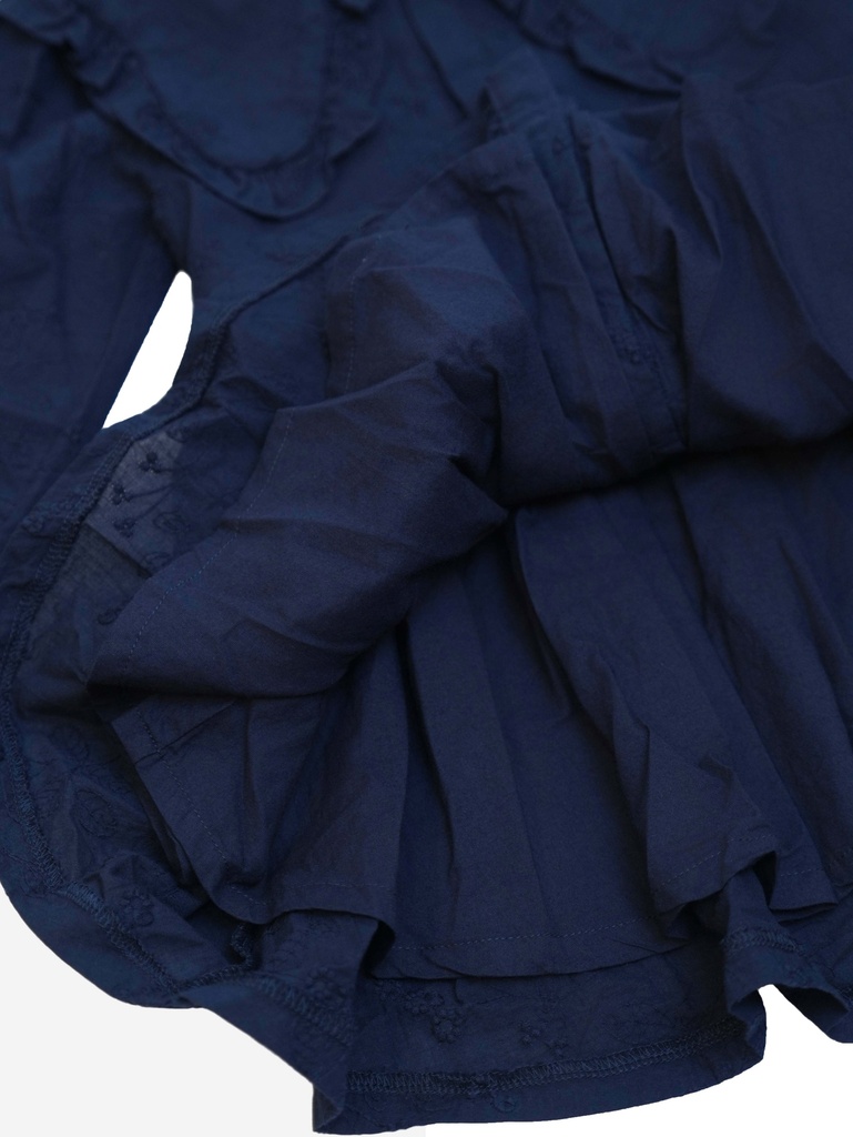 25625 with Embroidered Collar Dress - Navy Blue