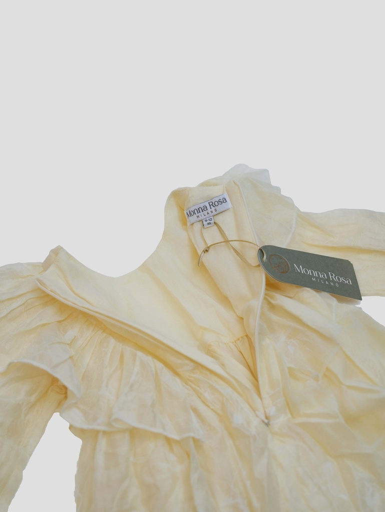 25521 Glitter Flock Printed Dress - Ecru