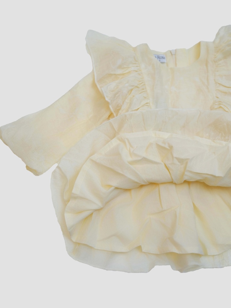 25521 Glitter Flock Printed Dress - Ecru