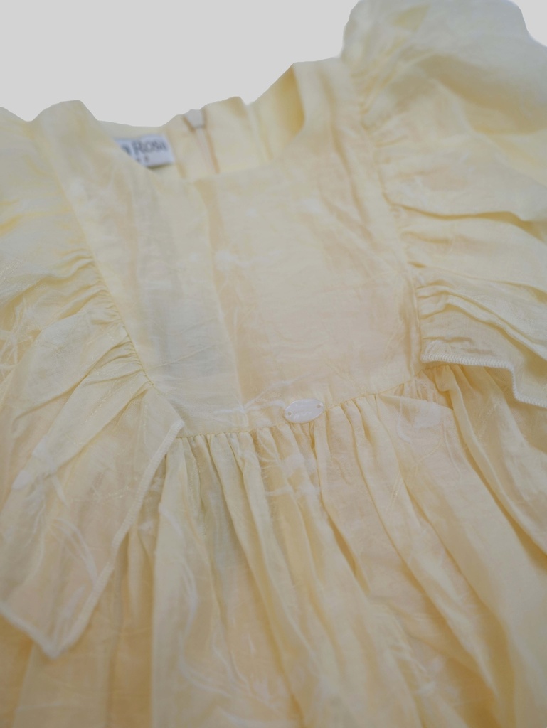 25521 Glitter Flock Printed Dress - Ecru