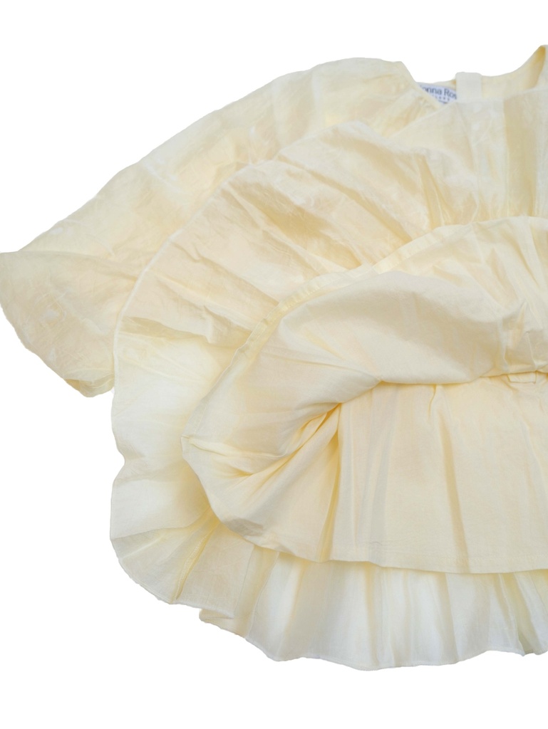 25621 Glitter Flock Printed Dress - Ecru