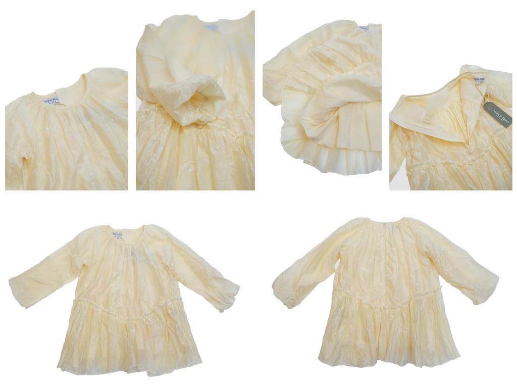 25621 Glitter Flock Printed Dress - Ecru