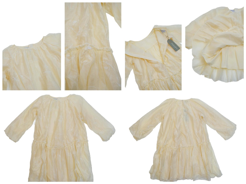 25721 Glitter Flock Printed Dress - Ecru