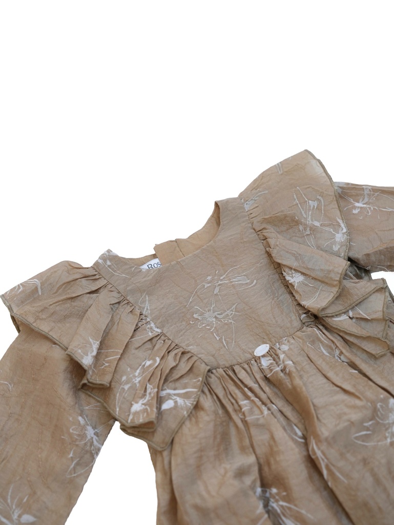 25521 Glitter Flock Printed Dress - Brown