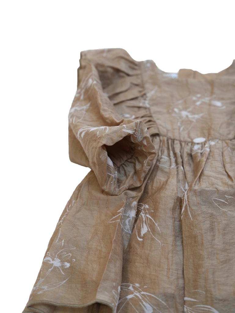 25521 Glitter Flock Printed Dress - Brown