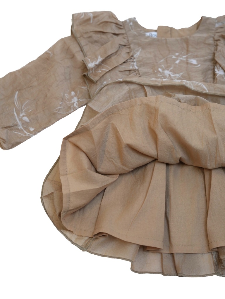 25521 Glitter Flock Printed Dress - Brown