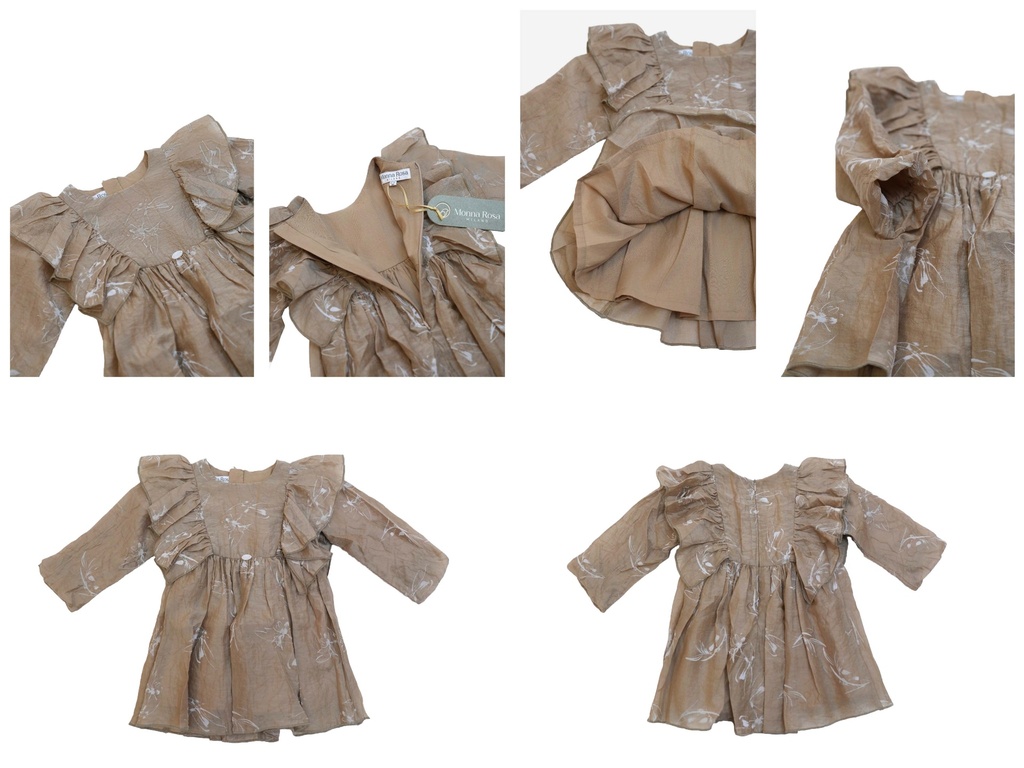 25521 Glitter Flock Printed Dress - Brown