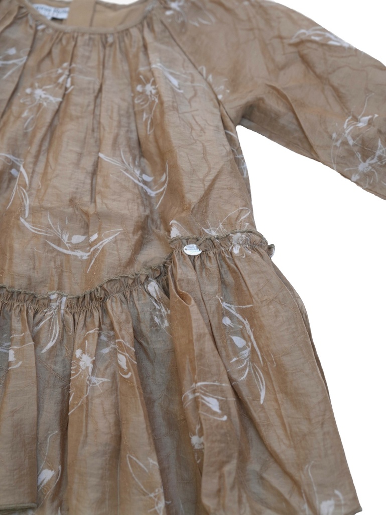 25621 Glitter Flock Printed Dress - Brown