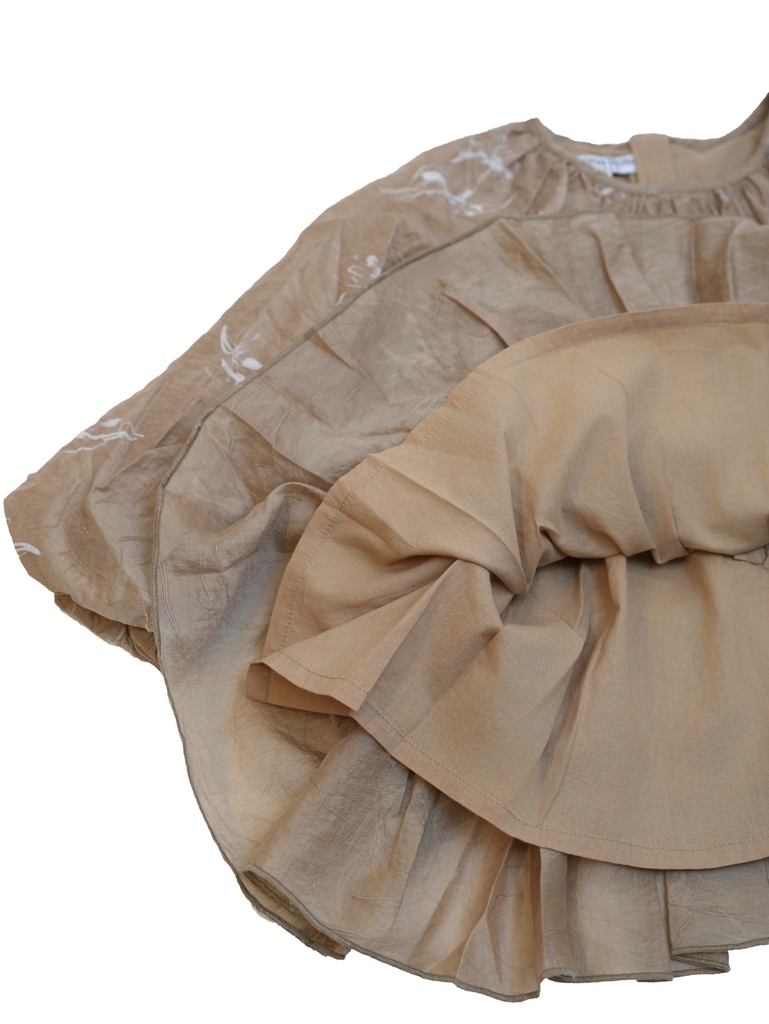 25621 Glitter Flock Printed Dress - Brown