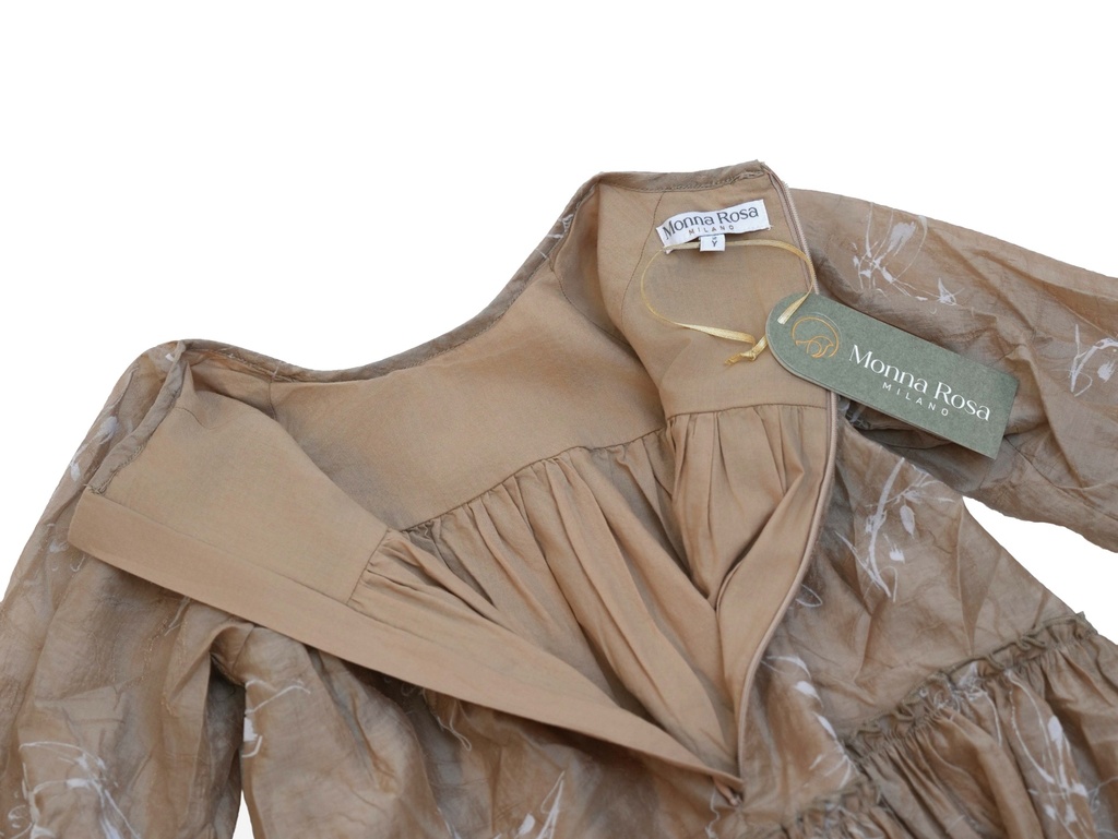 25621 Glitter Flock Printed Dress - Brown