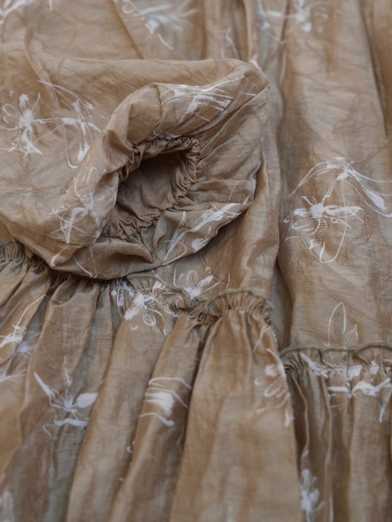 25721 Glitter Flock Printed Dress - Brown