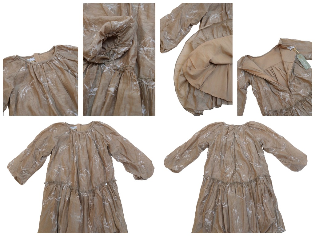 25721 Glitter Flock Printed Dress - Brown