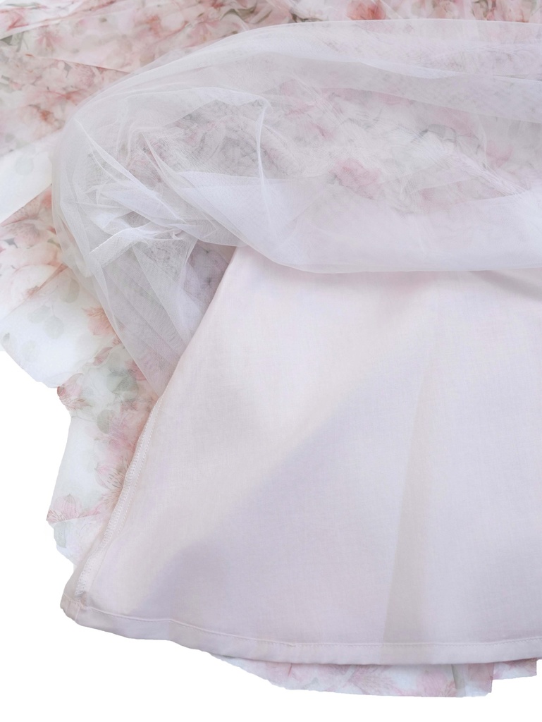 25619 Tulle with Rose Pattern Dress