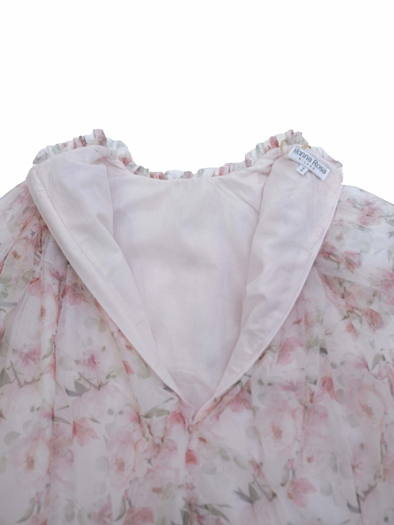 25719 Tulle with Rose Pattern Dress