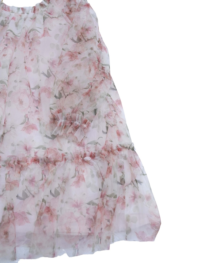 25719 Tulle with Rose Pattern Dress