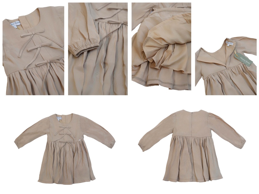 25618 with Ribbon Detail Dress - Beige