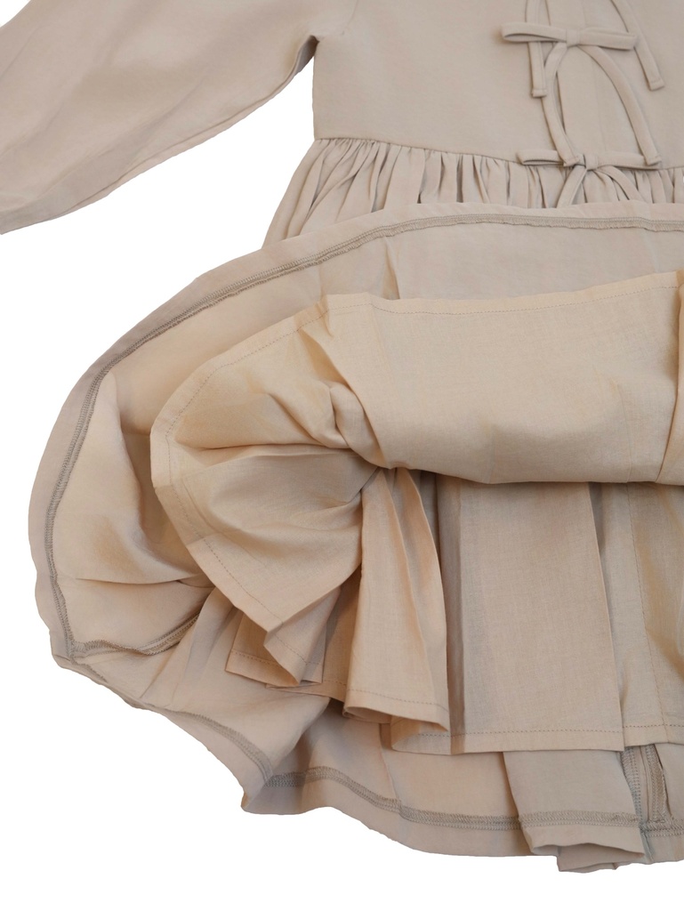 25718 with Ribbon Detail Dress - Beige