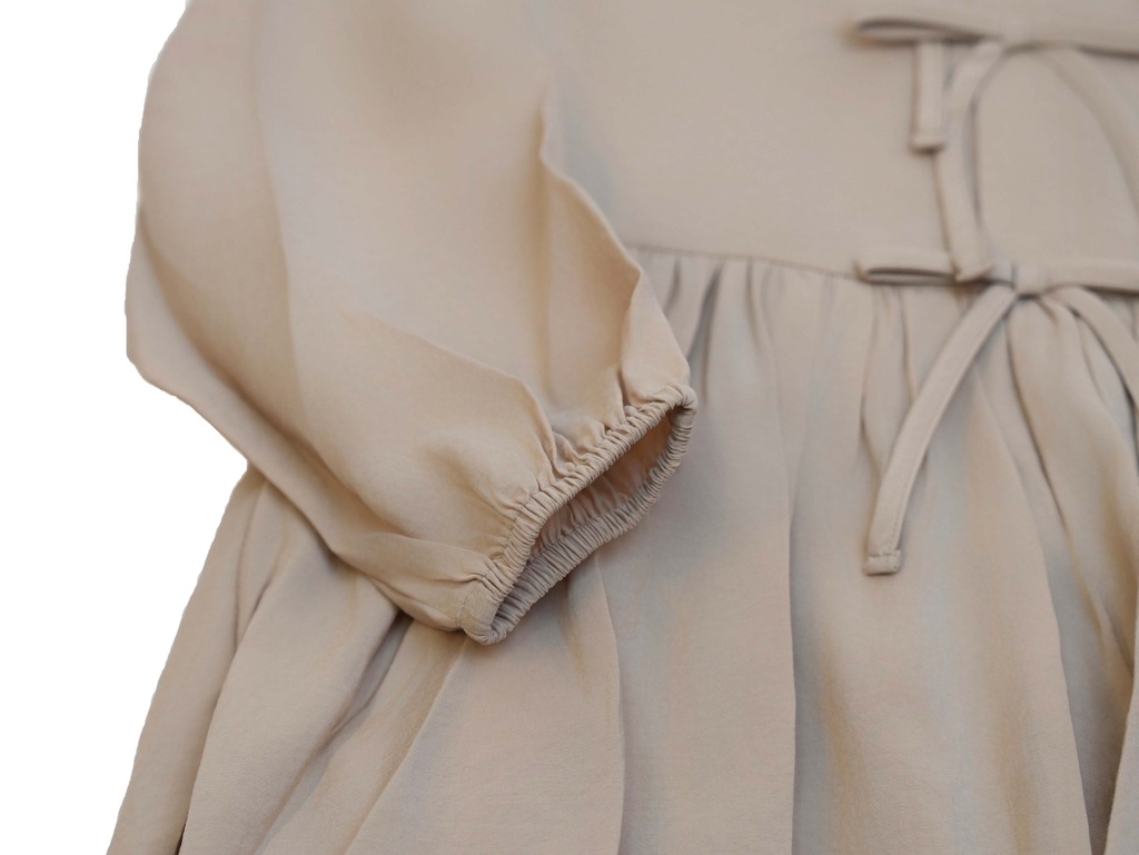 25718 with Ribbon Detail Dress - Beige