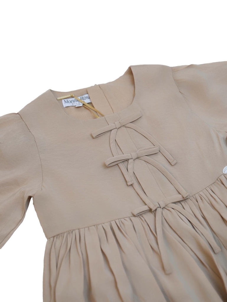 25718 with Ribbon Detail Dress - Beige