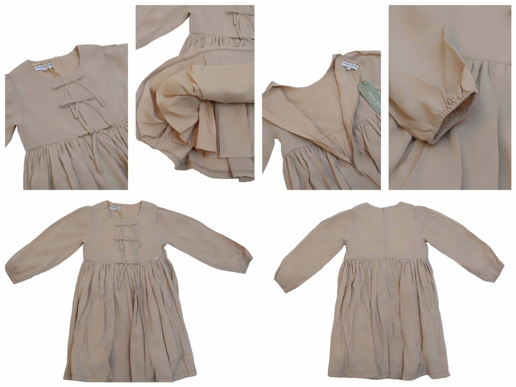 25718 with Ribbon Detail Dress - Beige