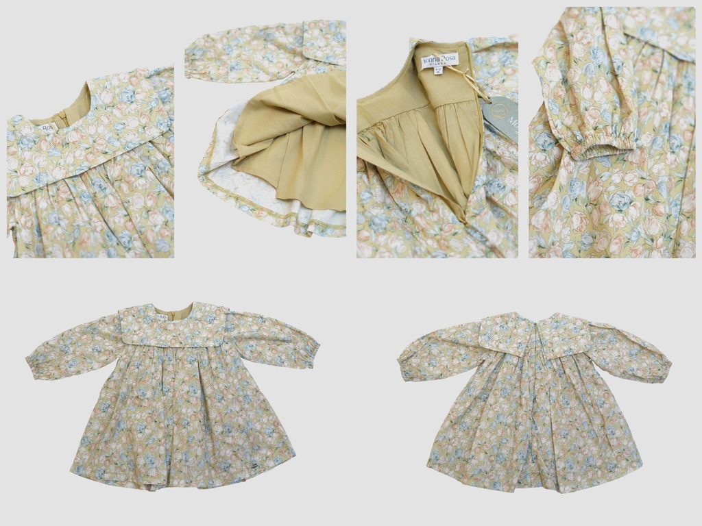 25511 GUL DETAYLI ONLUK YAKALI ELBISE YESIL