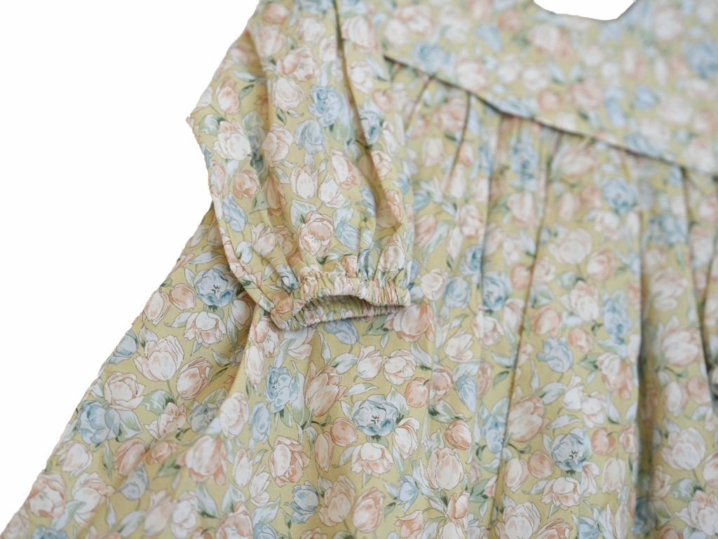 25511 GUL DETAYLI ONLUK YAKALI ELBISE YESIL