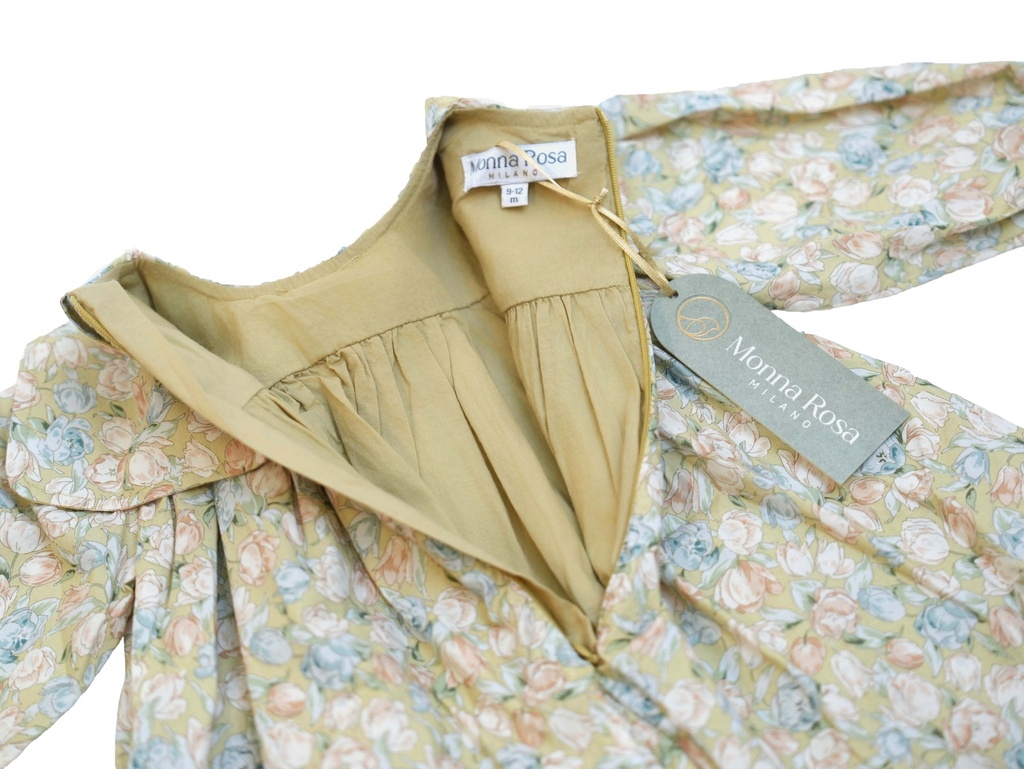 25511 GUL DETAYLI ONLUK YAKALI ELBISE YESIL