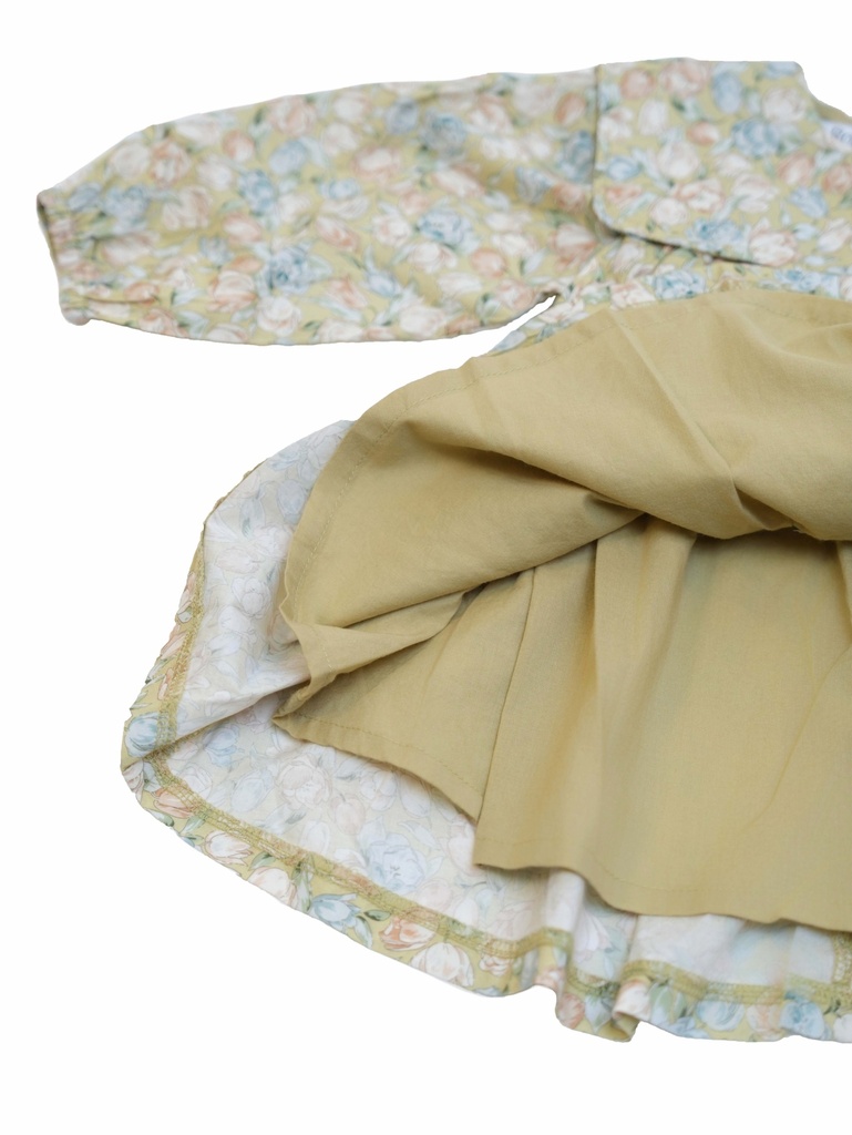 25511 GUL DETAYLI ONLUK YAKALI ELBISE YESIL