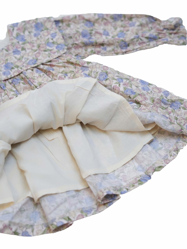 25611 GUL DETAYLI ONLUK YAKALI ELBISE PEMBE