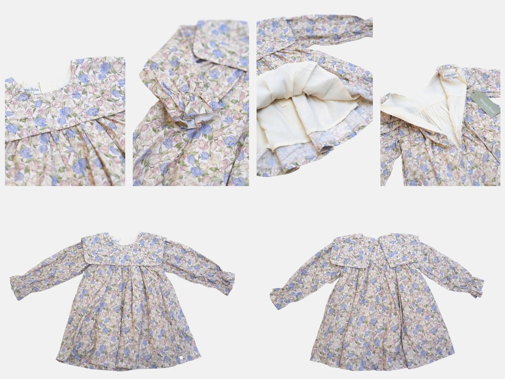 25611 GUL DETAYLI ONLUK YAKALI ELBISE PEMBE