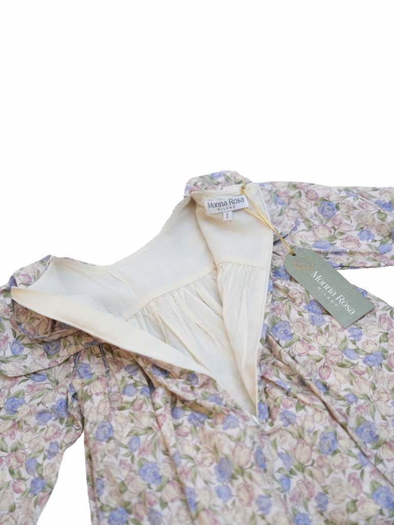 25611 GUL DETAYLI ONLUK YAKALI ELBISE PEMBE