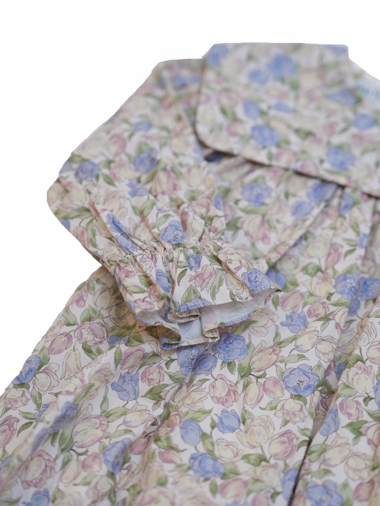 25611 GUL DETAYLI ONLUK YAKALI ELBISE PEMBE