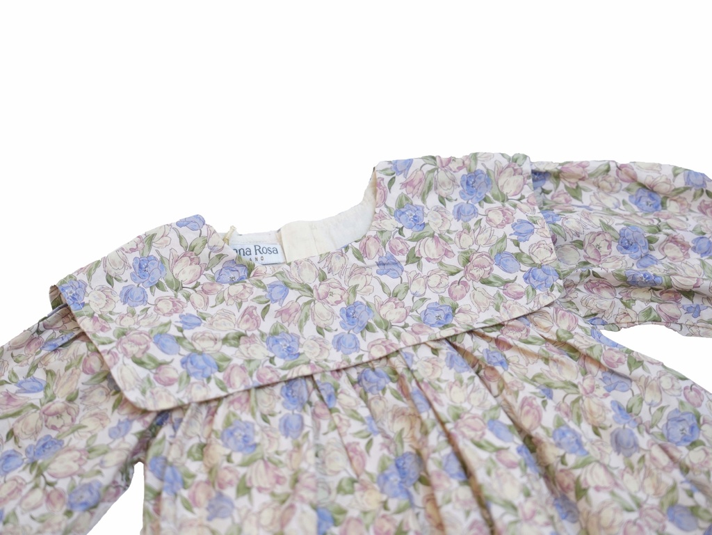 25611 GUL DETAYLI ONLUK YAKALI ELBISE PEMBE