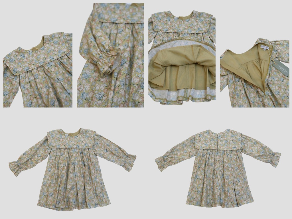 25611 GUL DETAYLI ONLUK YAKALI ELBISE YESIL