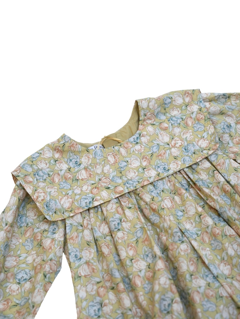 25611 GUL DETAYLI ONLUK YAKALI ELBISE YESIL