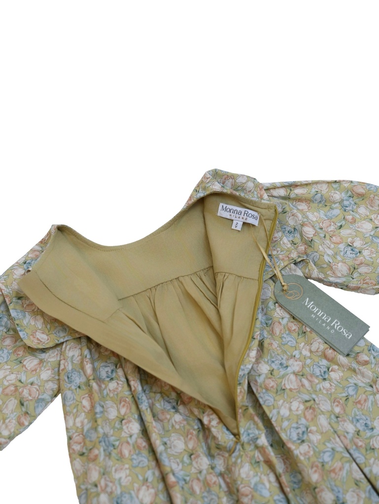 25611 GUL DETAYLI ONLUK YAKALI ELBISE YESIL