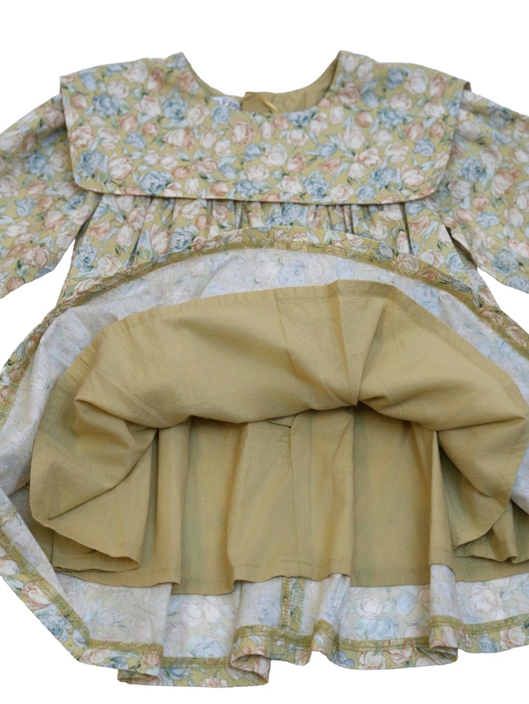 25611 GUL DETAYLI ONLUK YAKALI ELBISE YESIL