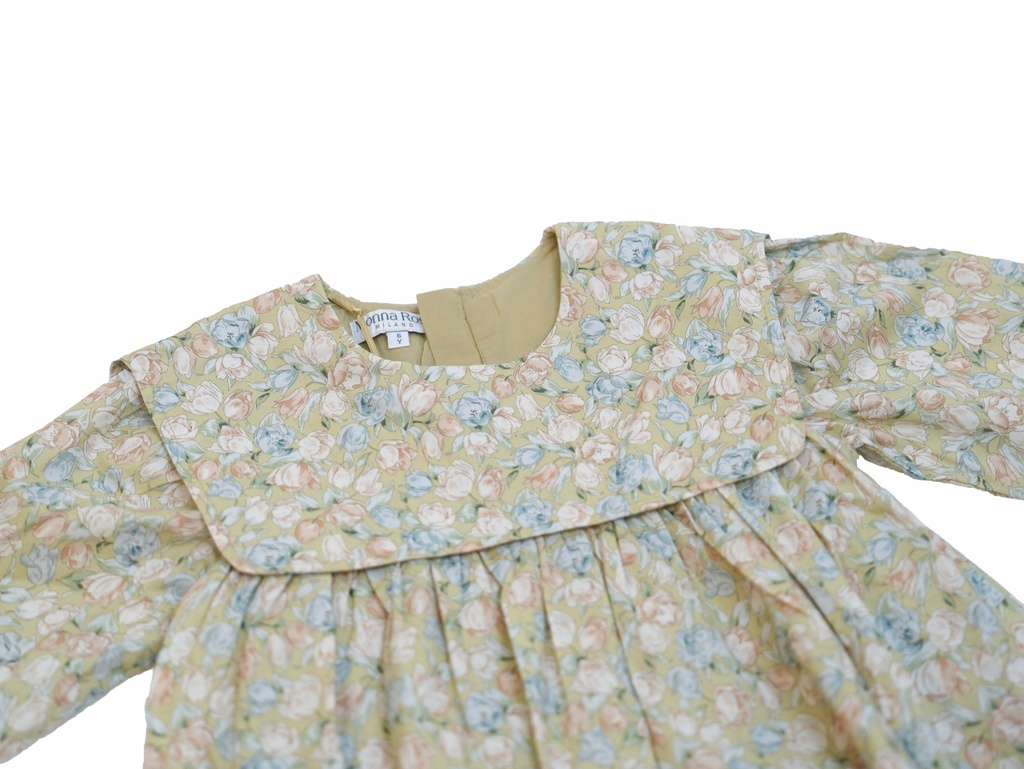 25711 GUL DETAYLI ONLUK YAKALI ELBISE YESIL