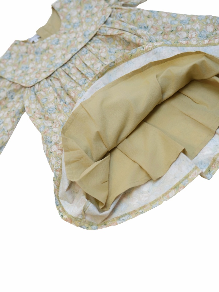 25711 GUL DETAYLI ONLUK YAKALI ELBISE YESIL