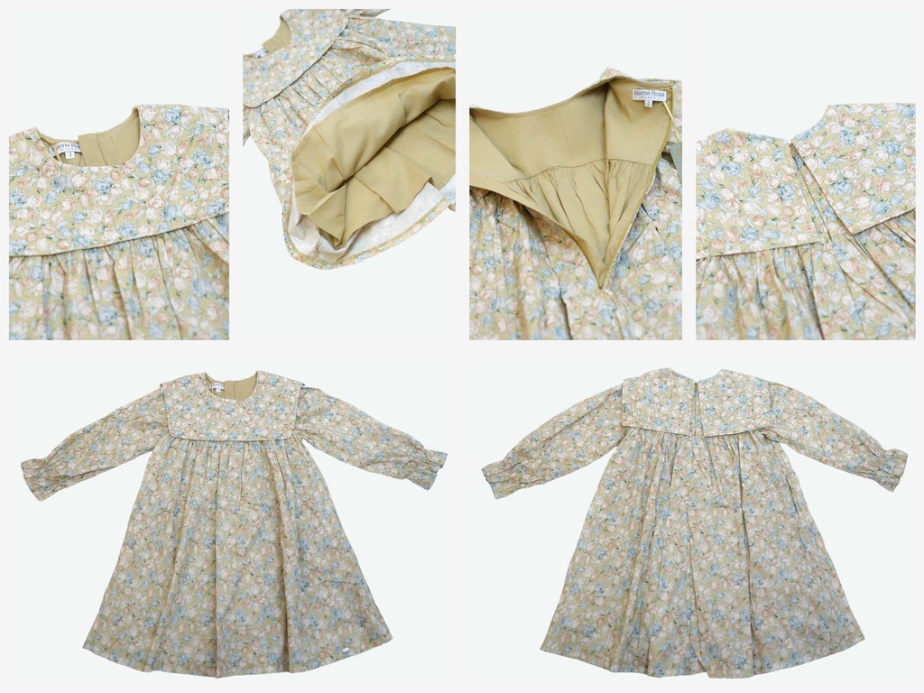 25711 GUL DETAYLI ONLUK YAKALI ELBISE YESIL